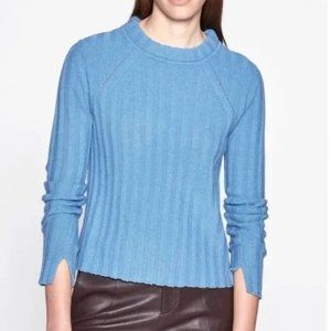 Equipment Alyce Yak and Wool Blue Ribbed Mock Neck Sweater Size XS